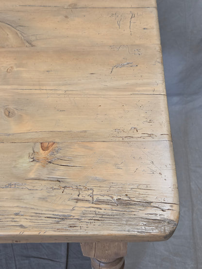 Antique 1920s English Weathered Pine Farmhouse 7' Long Kitchen or Dining Table