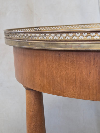 Antique 1930s French Empire or Art Deco Cherry Guéridon Table with Black Marble