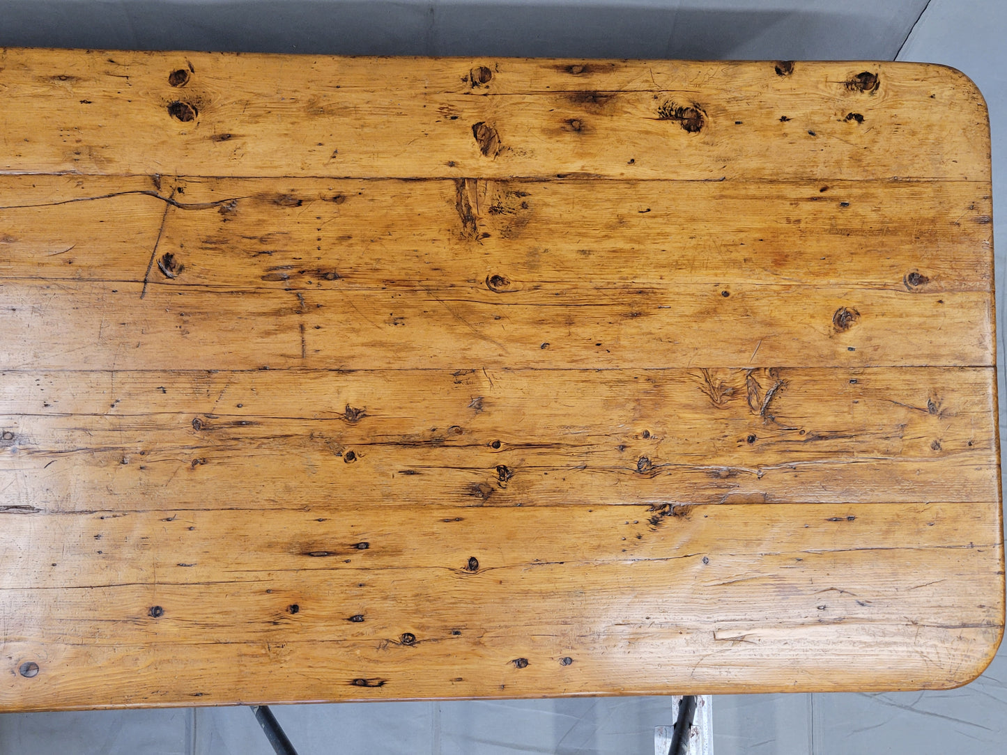 Vintage English Rustic Pine 8' Long Farmhouse Dining Table