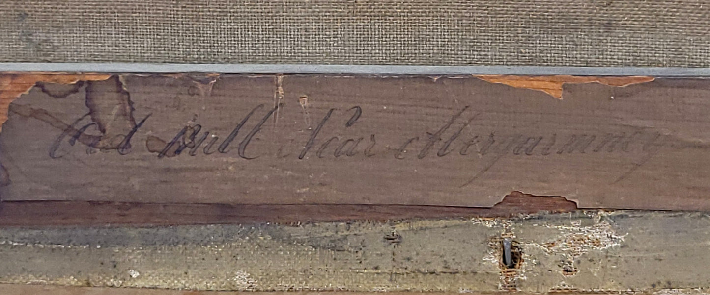 Old Mill Near Hergarmney by M. Thompson 1837, signed, oil on canvas painting