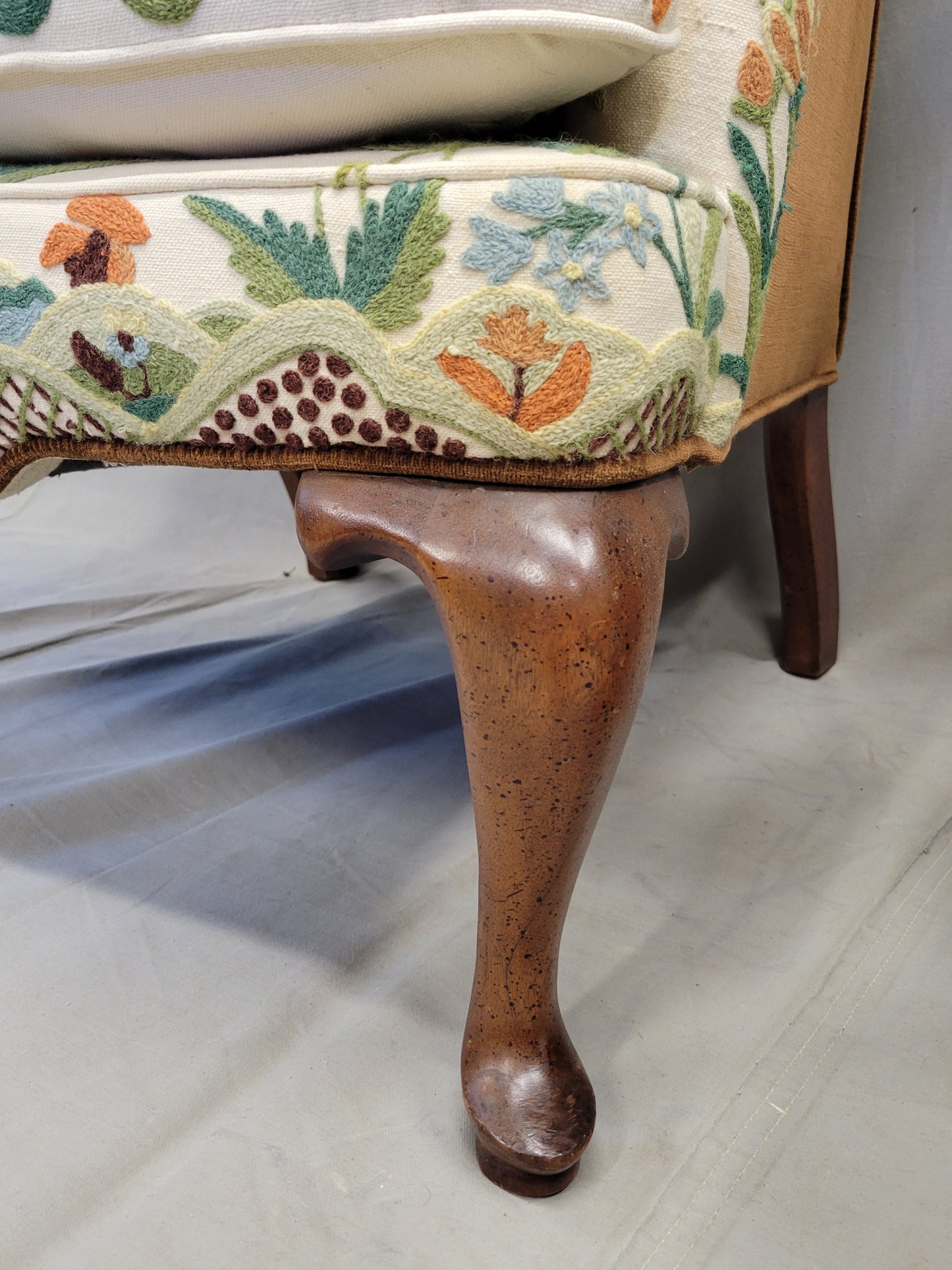 Vintage Woodmark Mary Webb Wood "Tree of Life" Wingback Chairs - a Pair