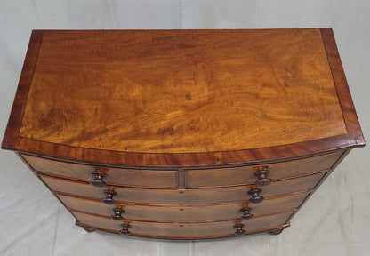 Antique English Edwardian Figured Mahogany Dresser With Original Knobs