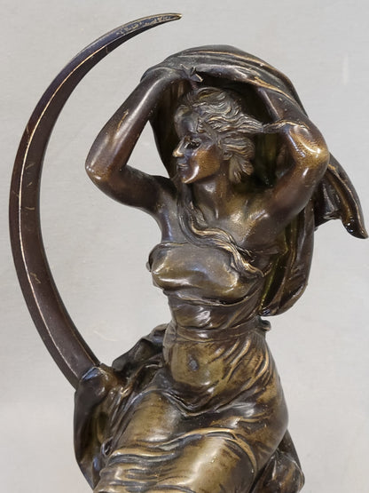 Antique French Art Nouveau Bronze Sculpture of a Woman Signed H. Levasseur (RL)