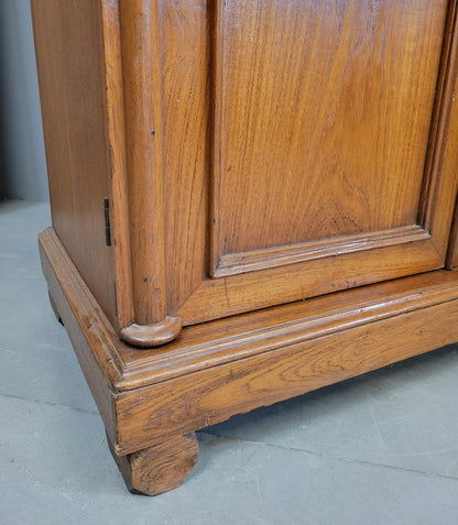 Antique Circa 1900 British Colonial Anglo Indian Teak Linen Press