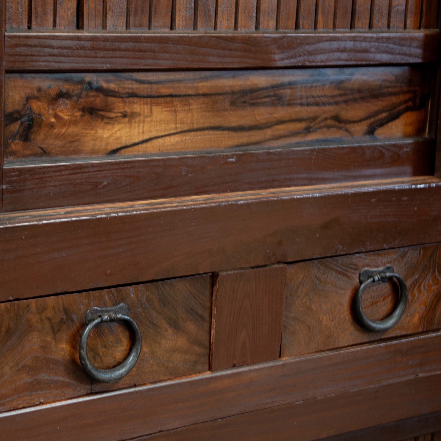Antique Japanese Meiji Period Two Piece Tansu Chest (Goshu Mizuya)