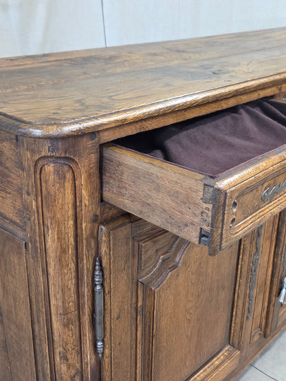 Antique 19th Century French Provincial Oak Buffet with Lined Interior