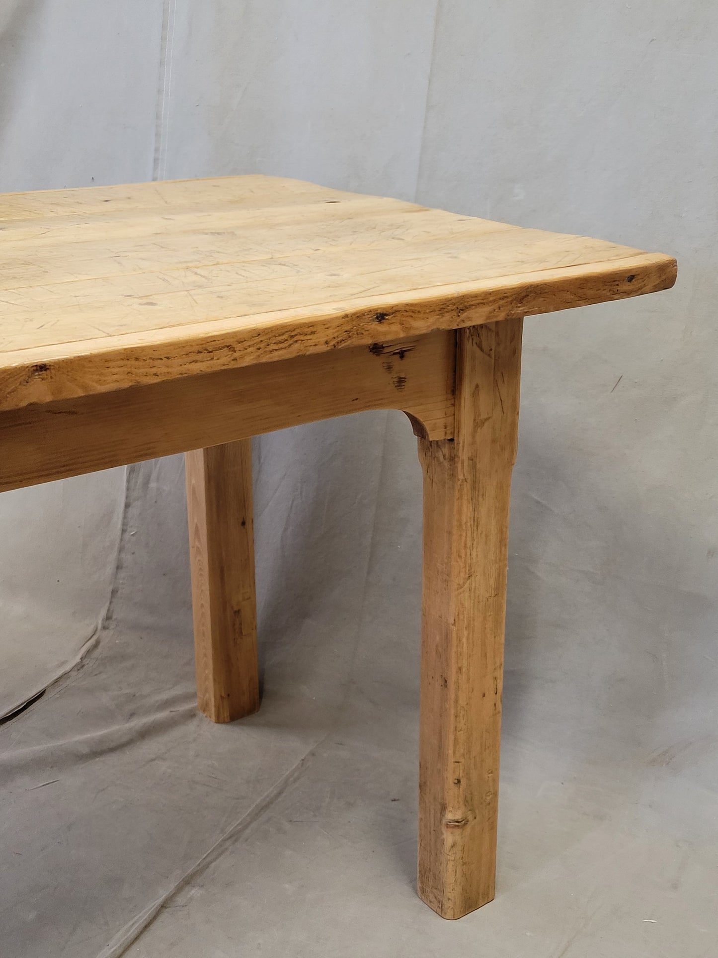 Antique Circa 1900 French Light / Bleached Pine Rustic Worktable Dining Table