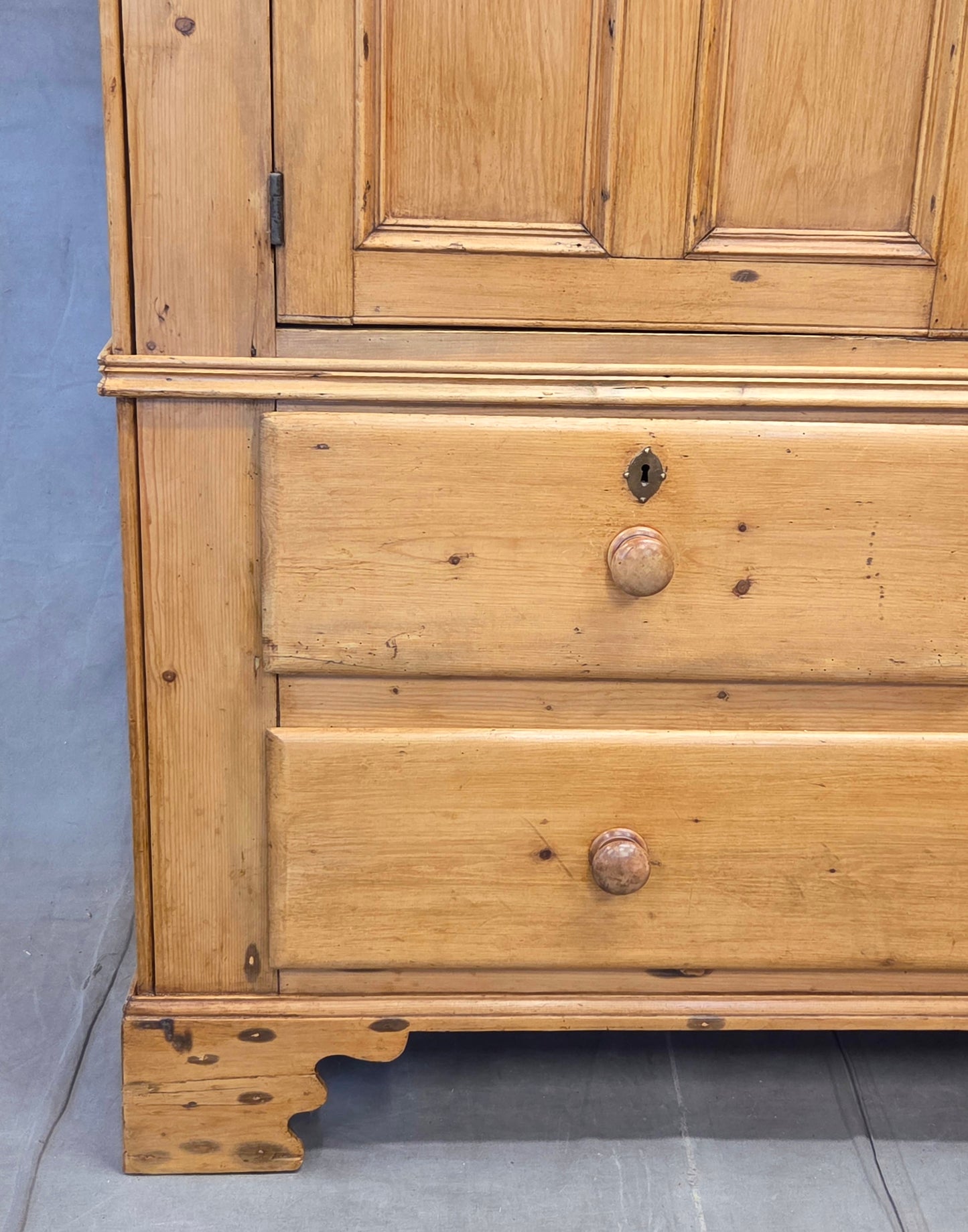 Antique 19th Century Irish Scrubbed Pine Linen Press Cabinet