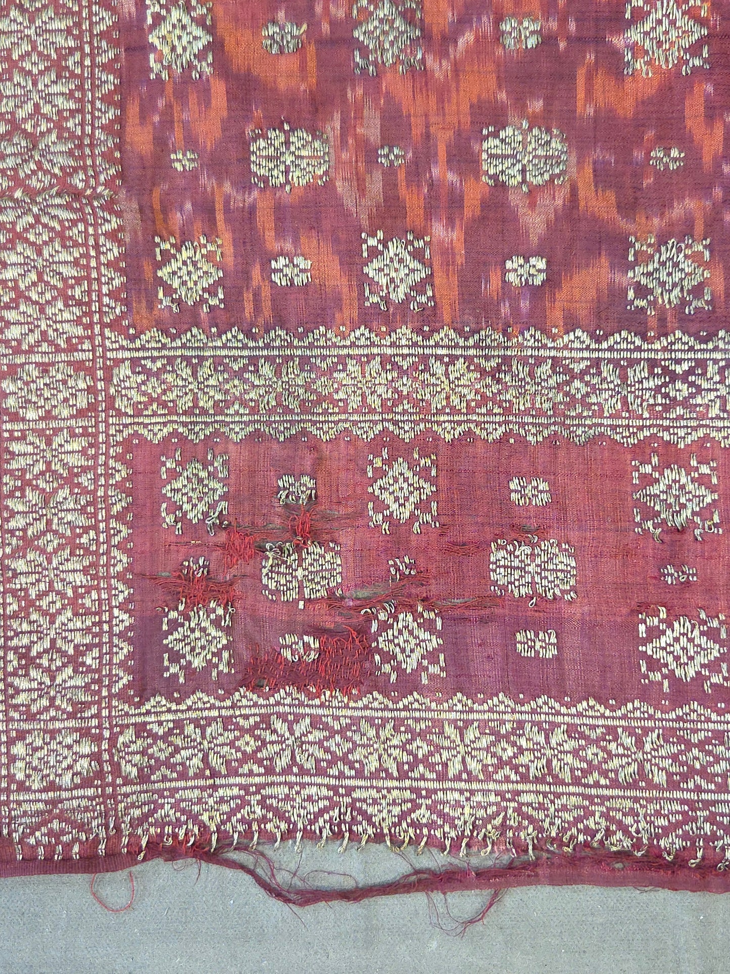 Antique Early 20th century Malaysian Ikat Songket Head Cloth from Sumatra