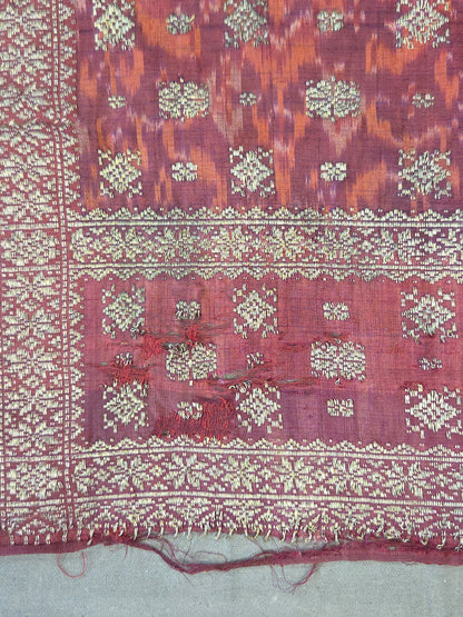 Antique Early 20th century Malaysian Ikat Songket Head Cloth from Sumatra