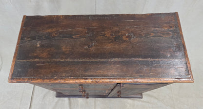 Antique Romanian Folk Painted Pine Cupboard with Drawers and a Door