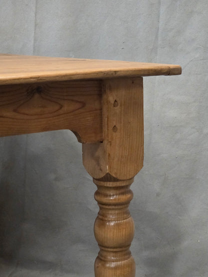 Vintage English Pine Rustic Turned Leg 8' Long Dining Farmhouse Table