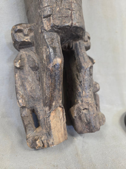 Vintage African Dogon Carved Figural Doorway Latch on a Custom Metal Stand