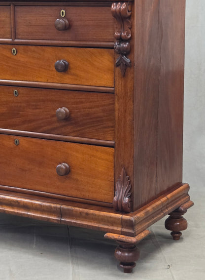 Antique 19th Century Flame Mahogany High Victorian Scotch Chest