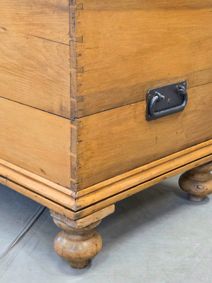 Antique Circa 1900 German Natural Pine Blanket Chest