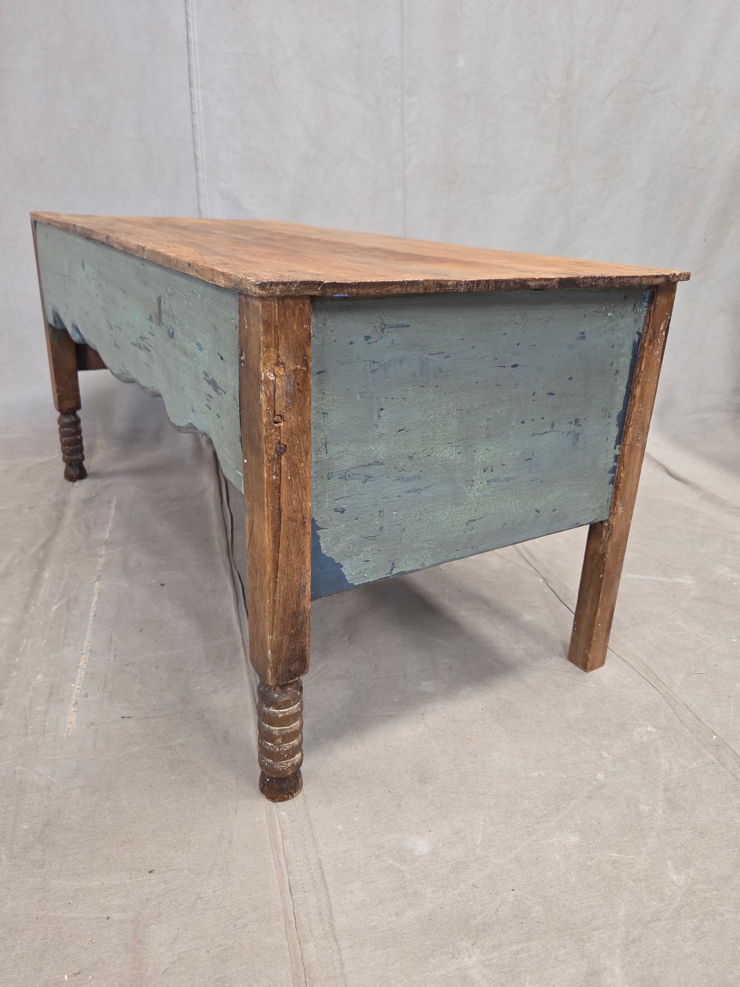 Vintage Rustic Southwestern Painted Pine Coffee Table