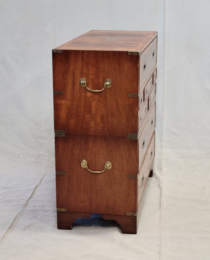 Vintage English Mahogany Campaign Butler's Chest of Drawers With Desk (RL)