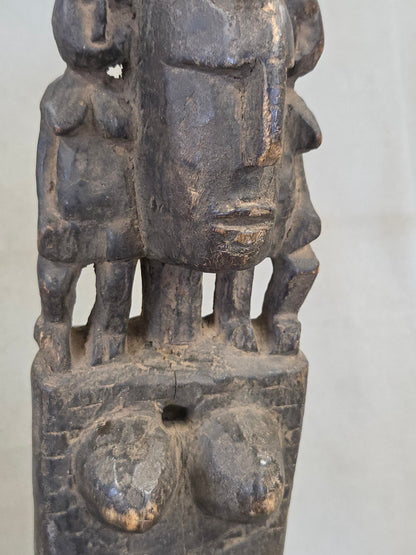 Vintage African Dogon Carved Figural Doorway Latch on a Custom Metal Stand