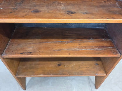 Vintage Rustic Primitive Handmade Pine Bookcase with Metal Backing