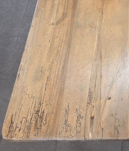Antique 1920s English Weathered Pine Farmhouse 7' Long Kitchen or Dining Table