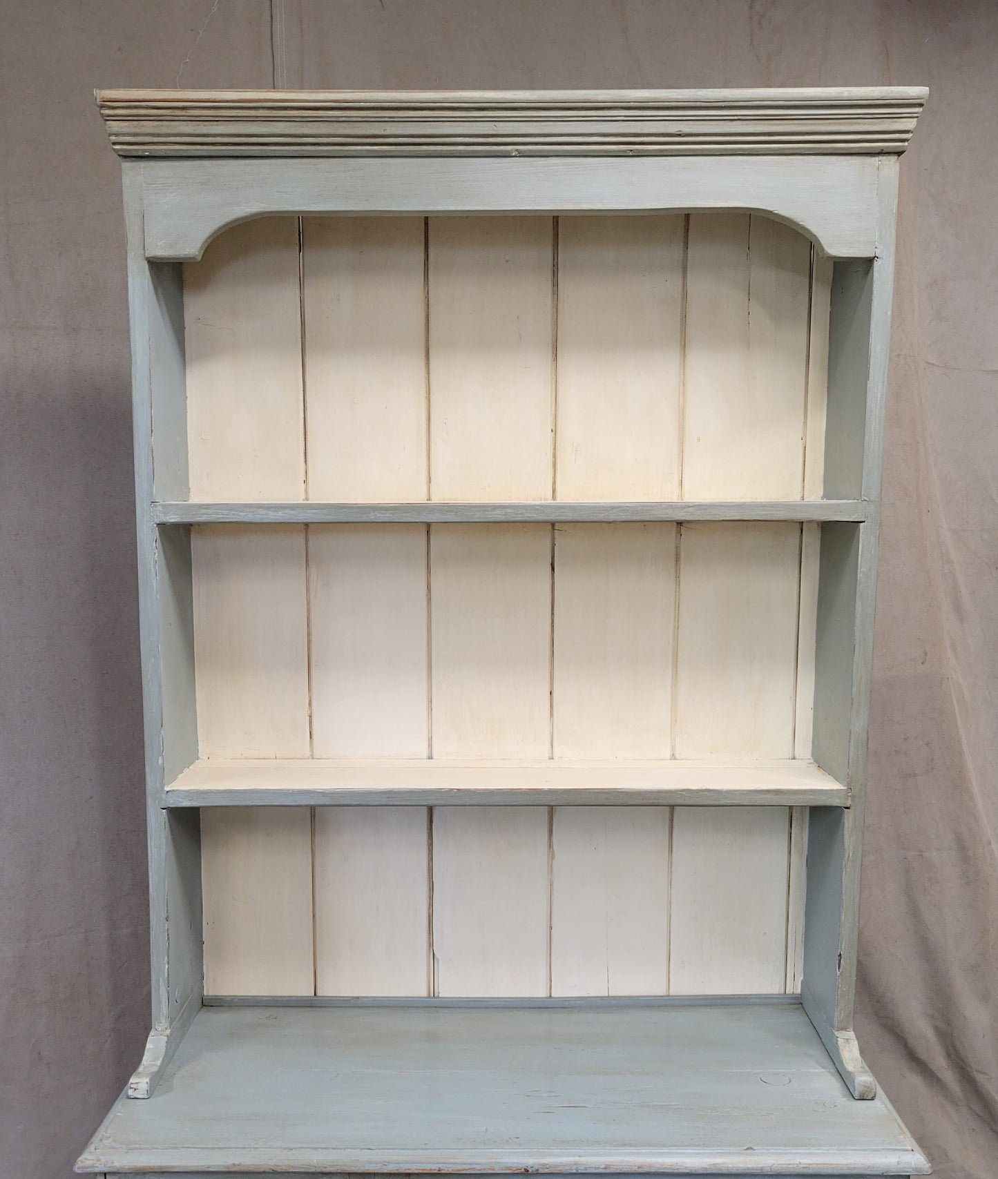 Antique Swedish Blue Faux Marble Painted Pine China Hutch