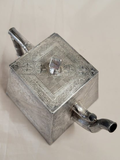 Antique James W. Tufts Boston Engraved Silverplate Aesthetic Movement Tea Set