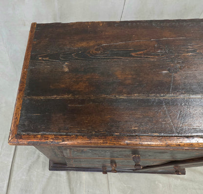 Antique Romanian Folk Painted Pine Cupboard with Drawers and a Door