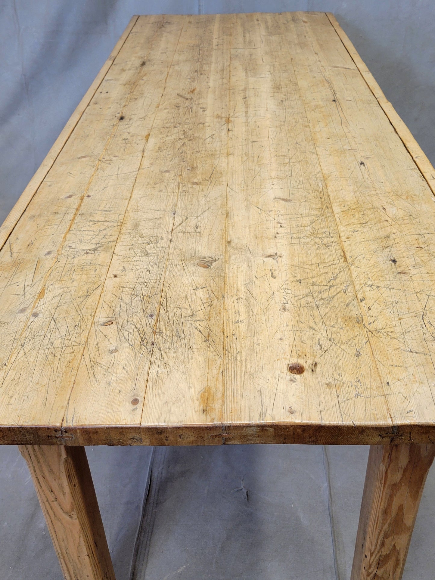 Antique Circa 1900 French Light / Bleached Pine Rustic Worktable Dining Table