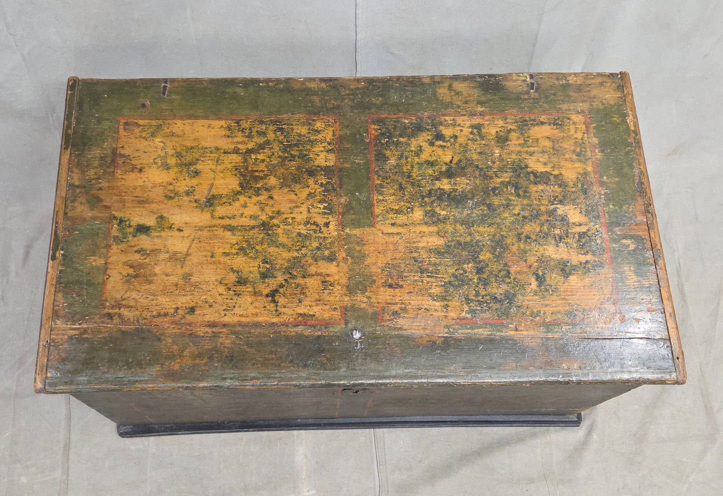 Antique European (German or Czechia) Pine Blanket Chest With Original Paint