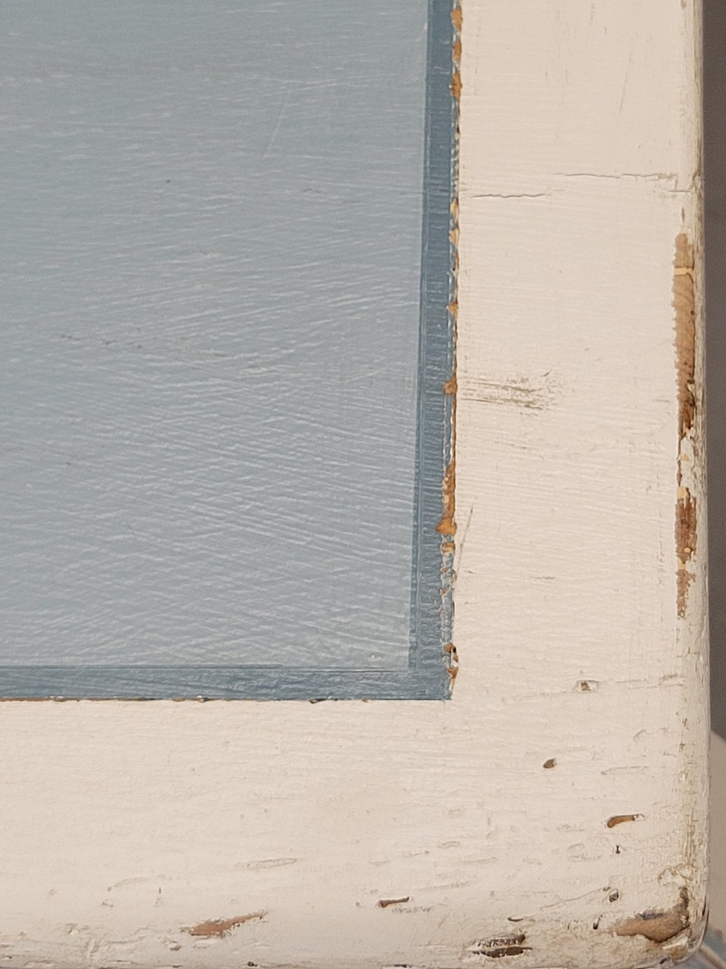 Vintage Pine French Style Painted Blue and White Desk