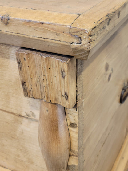 Antique Eastern European Natural Waxed Pine Blanket Chest