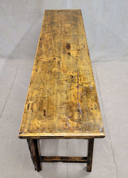 Antique Early 19th Century Chinese Red Lacquer Altar / Console Table