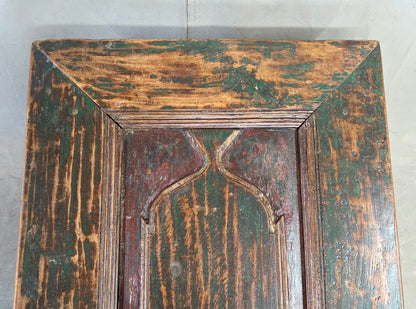 Vintage Teak Coffee Table Made From an Old Reclaimed Door With Green Paint