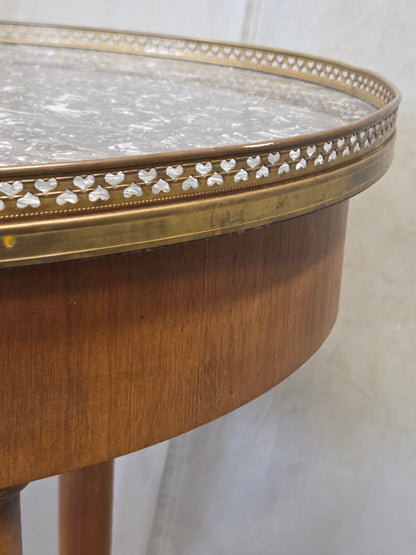 Antique 1930s French Empire or Art Deco Cherry Guéridon Table with Black Marble