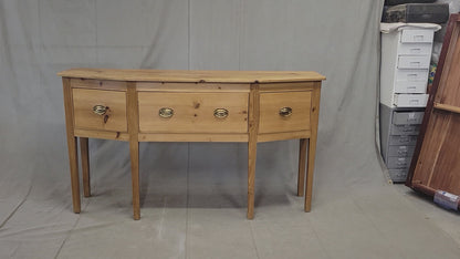 Vintage Shaker Style Pine Console Sideboard Buffet With Brass Pulls