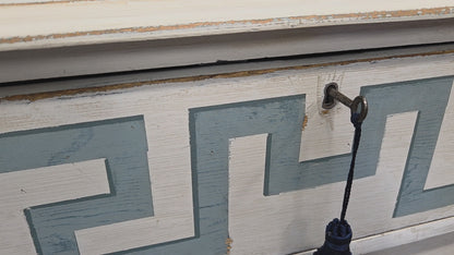 Antique 19th C. Painted Pine Dresser Chest of Drawers With Greek Key Motif