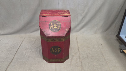 Antique A&P Tea Bin, Wood With Red Paint, Country Style, Circa 1920