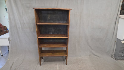 Vintage Rustic Primitive Handmade Pine Bookcase with Metal Backing