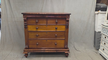 Antique 19th Century Flame Mahogany High Victorian Scotch Chest