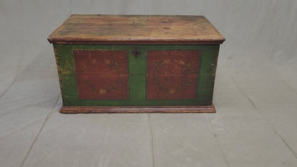 Antique Eastern European Pine Blanket Chest With Original Paint