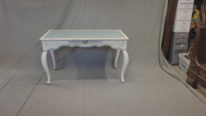 Vintage Pine French Style Painted Blue and White Desk