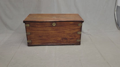 Antique British Colonial Hardwood and Brass Monogrammed Travel Trunk
