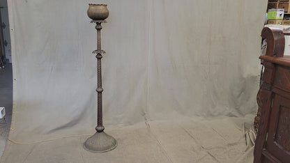 Antique Middle Eastern Moroccan Moorish Incised Copper Floor Lamp Torchiere