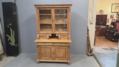 Antique Eastern European Pine Stepback China Cabinet Sideboard Hutch