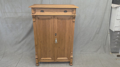 Vintage German Natural Pine Tall Cabinet Cupboard
