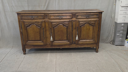 Antique 19th Century French Provincial Oak Buffet with Lined Interior