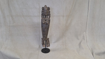 Vintage African Dogon Carved Figural Doorway Latch on a Custom Metal Stand