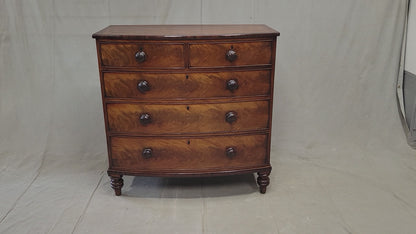 Antique English Edwardian Figured Mahogany Dresser With Original Knobs