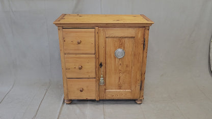 Antique German Pine Locking Pie or Larder Cabinet