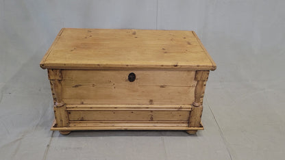 Antique Eastern European Natural Waxed Pine Blanket Chest